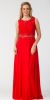 Mock Two Piece Lace Bodice Floor Length Prom Dress in Red